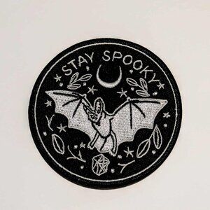 3″ Stay Spooky Bat Moon Patch | Embroidered Goth Iron-On / Sew-On Badge